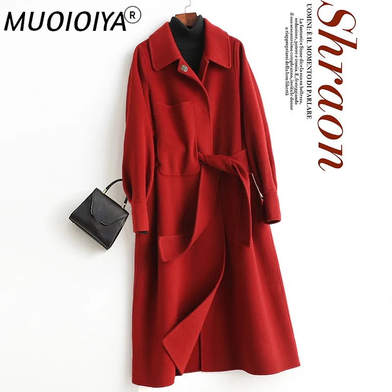 

Spring Autumn Elegant 100% Real Double-side Woolen Coat Female 2022 Korean Long Wool Jakcet Women Jaqueta Feminina Gxy731
