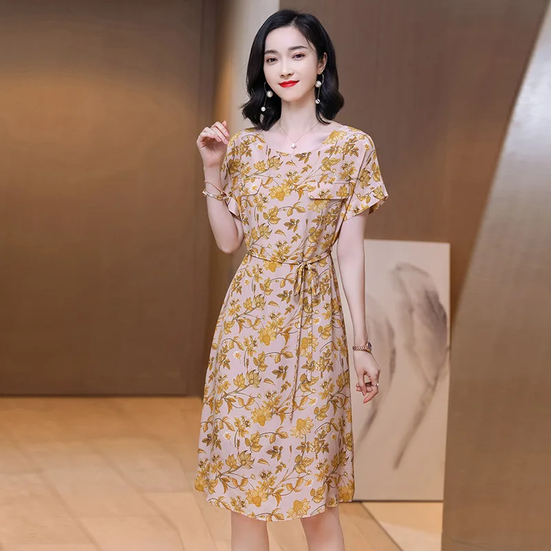 

Женское шелковое платье с принтом, Элегантное Шелковое Платье из крепа 100%, лето 2021