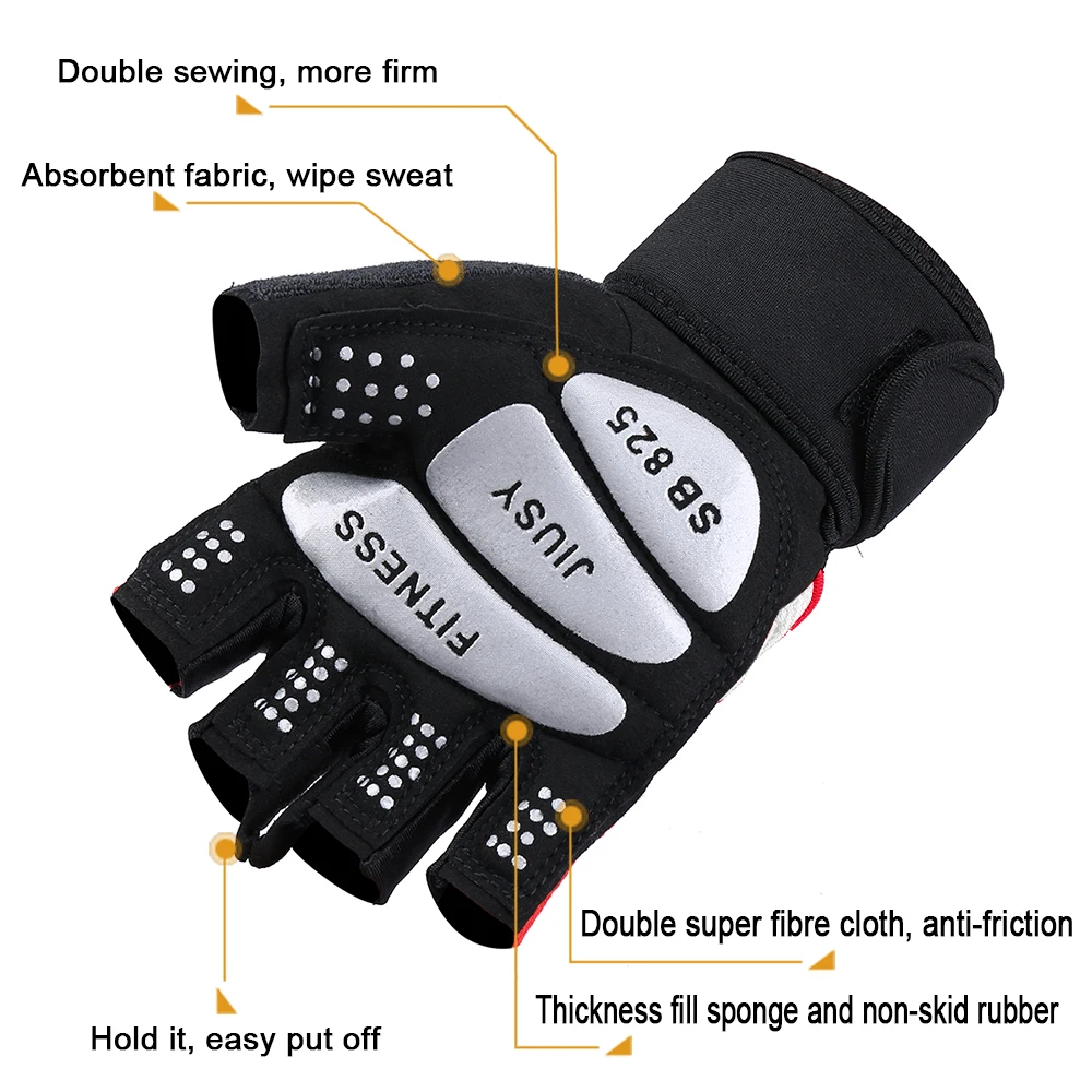 Спортивные перчатки для фитнеса Гантели Велоперчатки без пальцев велосипеда