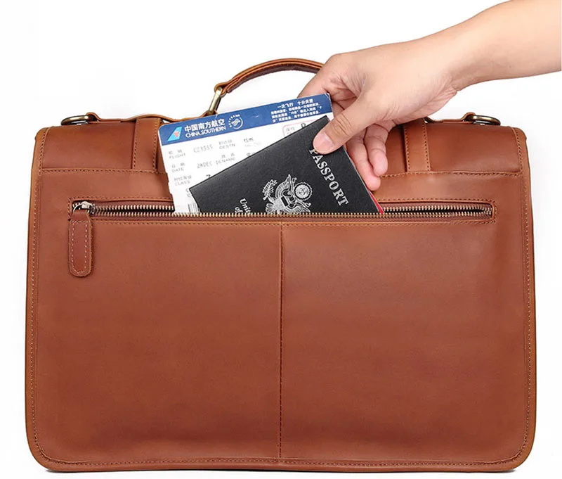 Мужской портфель из натуральной кожи с блокировкой циферблата 14 дюймов деловая