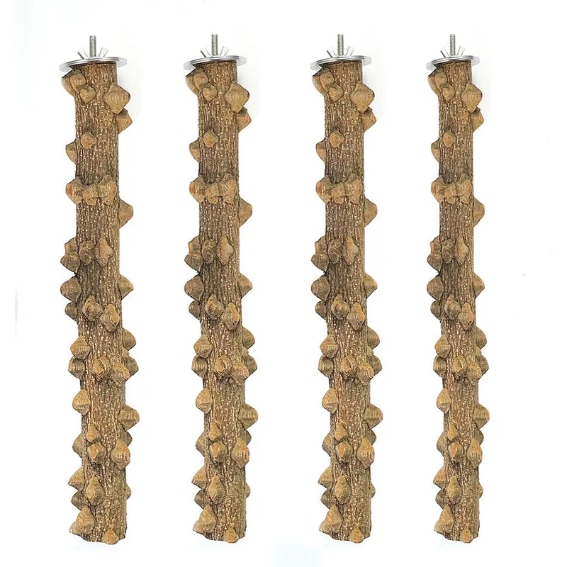 

Bird Perch Nature Wood Prickly Parrot Stand Toy Branch Platform Grinding Stick for Birds Cockatiel Cage Accessory 4PCS