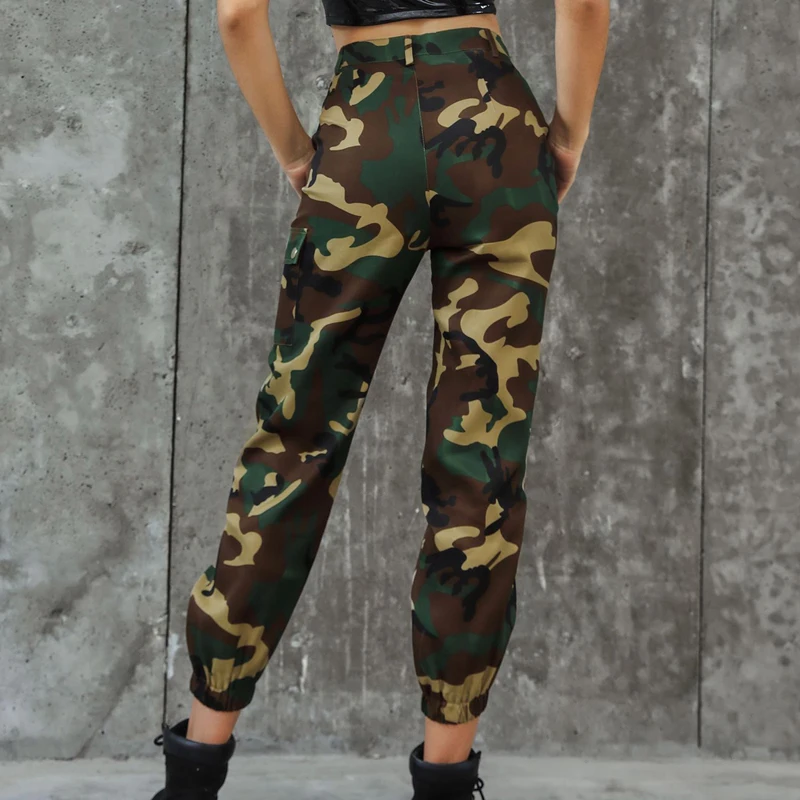 2020 спортивные брюки для бега женские с высокой талией Camoflage повседневные