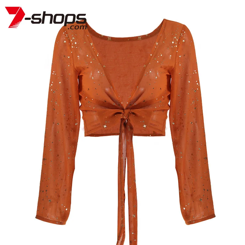 Женские летние блузки 2021 женские повседневные укороченные топы с длинным