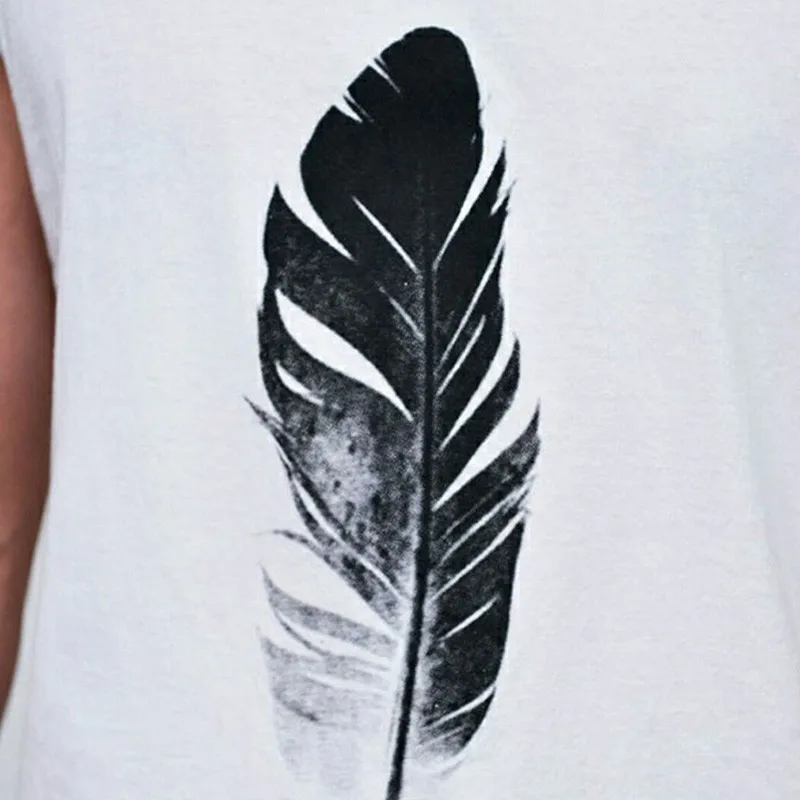 

NEW Summer Men's Vest Singlet Feather Printed Vest Muscle Bodybuilding Sleeveless Shirt Male Hip Hop Streetwear Fitness Tops