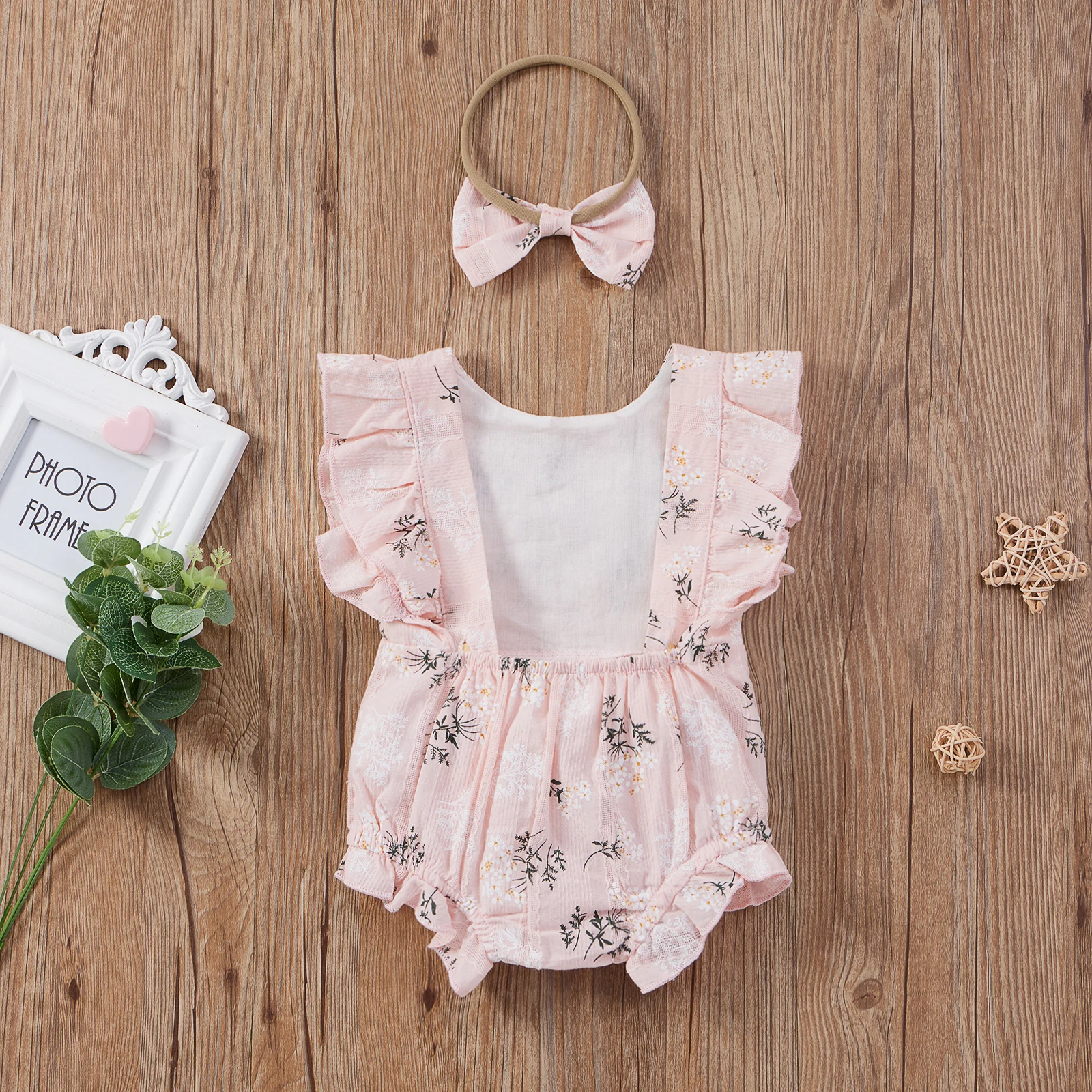 Летний повседневный комбинезон для маленьких девочек 2 шт. с рукавами фонариками