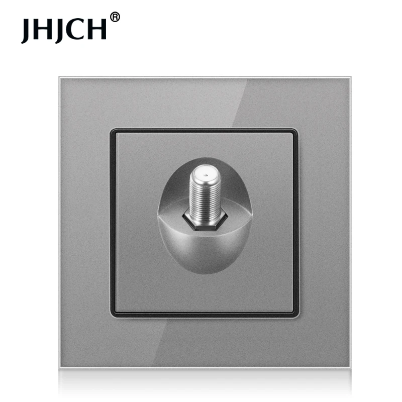 Фото JHJCH-спутниковая розетка, кристальная панель из закаленного стекла, 1 группа, 2 группы, белый, черный, золотой, серый №5