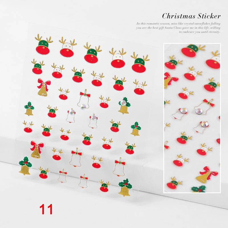 3D Рождественские наклейки для ногтей клеящиеся слайдеры инструмент украшения