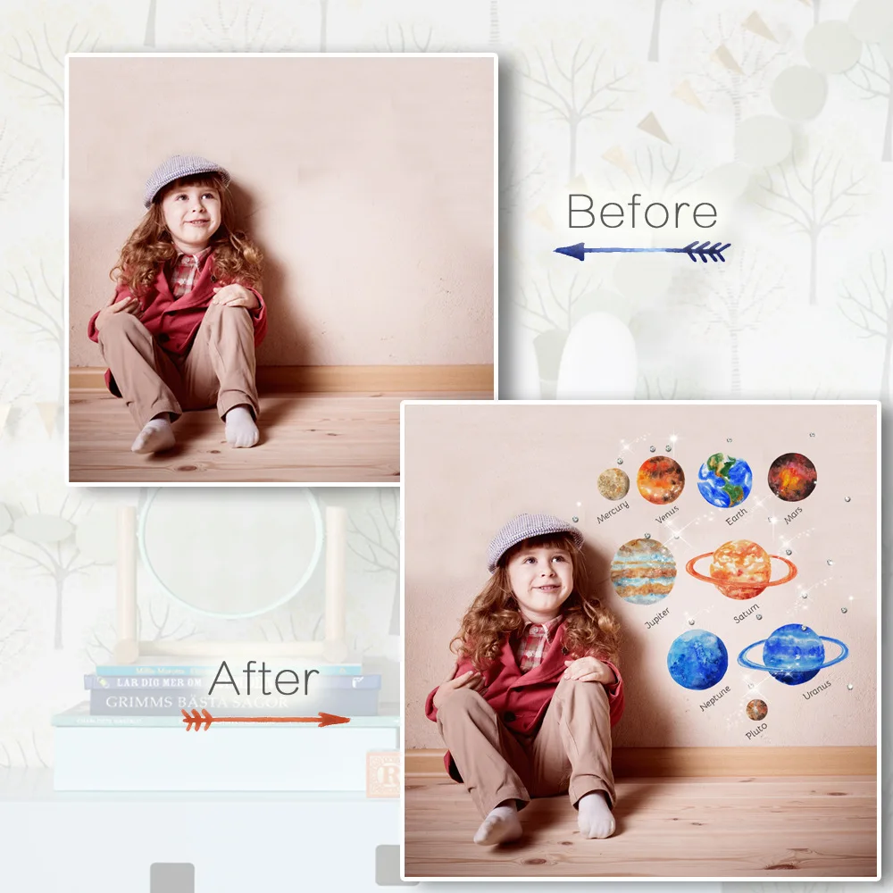 Фотофон с акварелью Funlife 9 Светящиеся Настенные наклейки растениями светящаяся