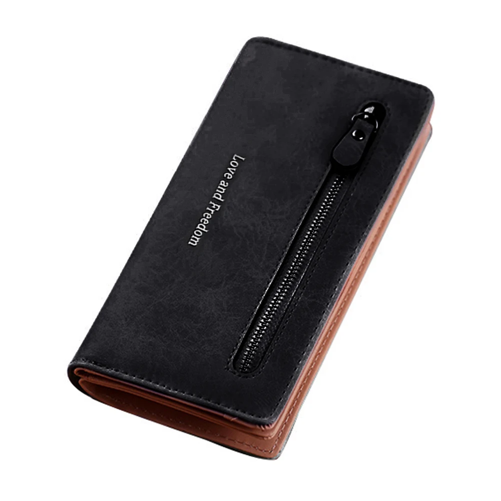 

Long Gift Money Two Fold Card Holder Coin Zipper Fashion PU Leather Large Capacity Women Wallet