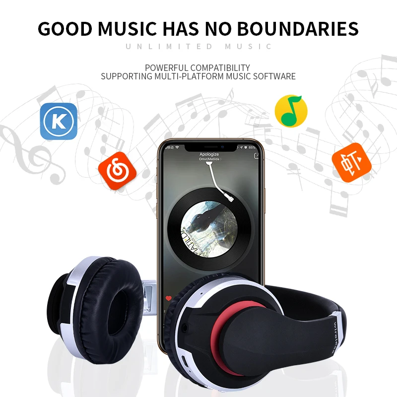 

2020 New Wireless Bluetooth Headphone Support TF Card With Mic for PC Gamer for iPhone 11 Pro Max Samsung S10 9 Foldable Headset