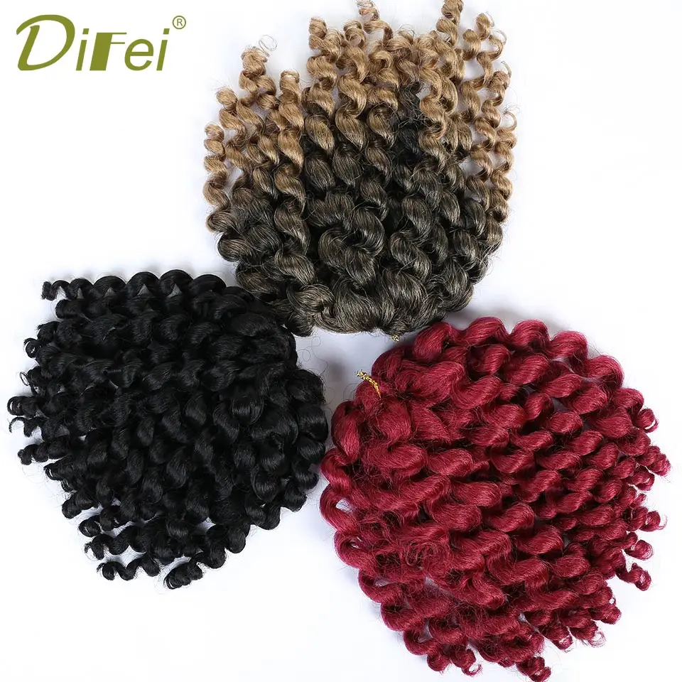 DIFEI 8 дюймов ямайская палочка вьющиеся косички из синтетических косичек для
