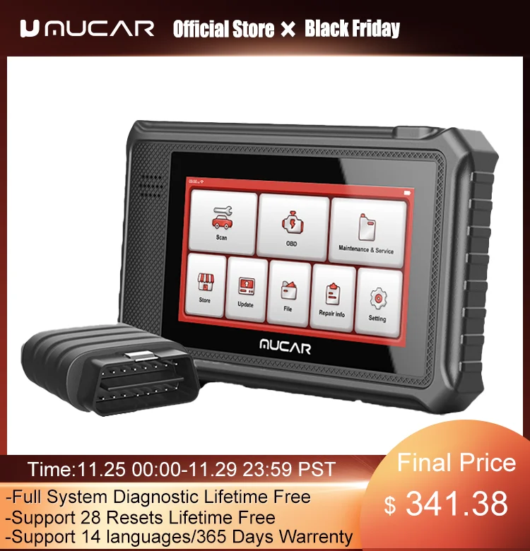 

MUCAR VO6 Auto obd2 Scanner ABS/SRS/ECM/TCM/Oil/EPB/SAS Full System Diagnostic Tools ECU Coding 28 Resets Lifetime Free Update