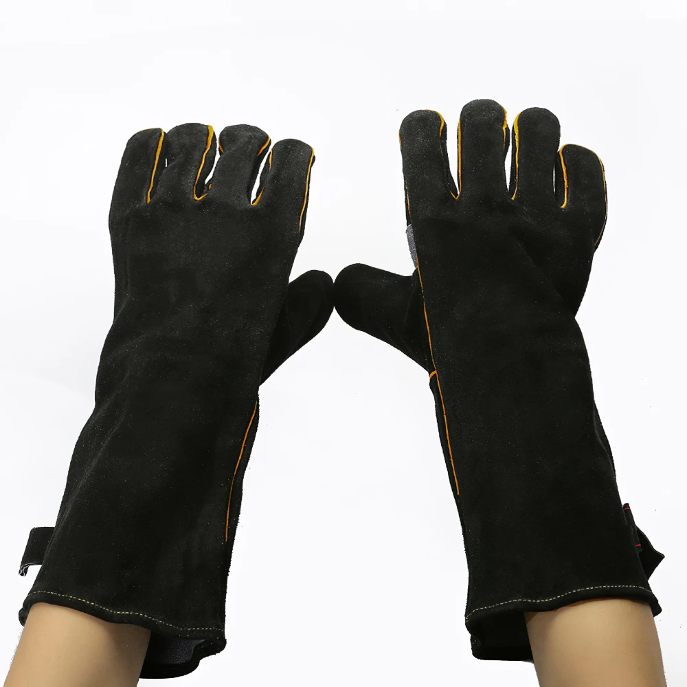 Перчатки Огнестойкие кожаные жаропрочные митенки с прострочкой идеально