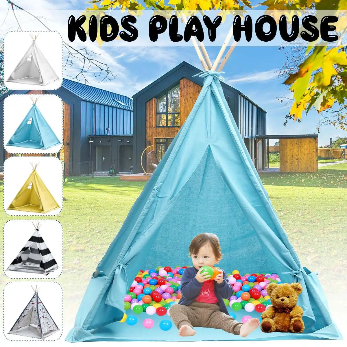 

Палатка-вигвам детская портативная, игровой домик для детей, декоративный ковер, фото для новорожденных