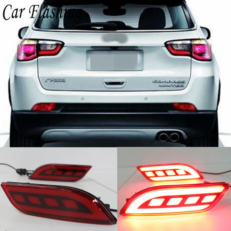 Светодиодный отражатель для Jeep compass 2017 2018 2019 2 шт.|brake light|daytime runningtail light |