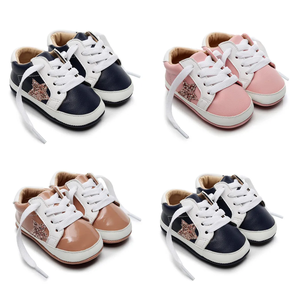 

New explosive shoes leather casual shoes men and women baby baby casual stars solid color printing casual shoes 40*