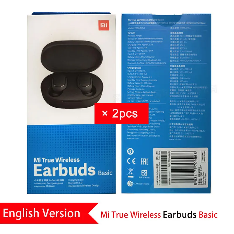 Xiaomi Redmi Airdots TWS Bluetooth наушники стерео бас Bluetooth Airdots 5,0 Eeadphones с микрофоном Handsfree наушники AI управление - Цвет: 2pcs EN RedmiAirdots
