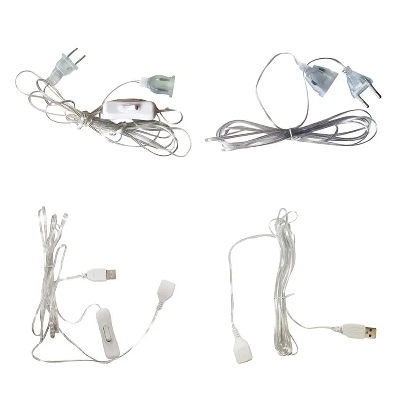 3m Plug Extender Wire Extension Cable EU/US/USB for LED String Light Wedding Navidad Decor Led Garland DIY Christmas Lights | Лампы и