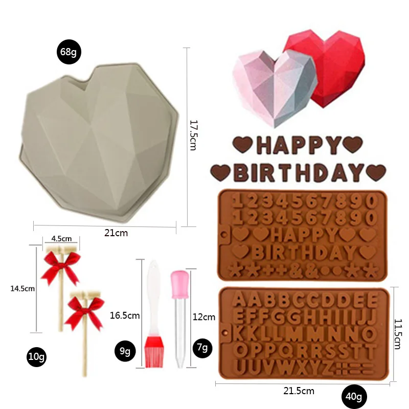 

Silicon Heart Shape Cake Mould Silicone Mold Set Cake Chocolate Heart Shape Mold Baking Mold Cake Tool Baking Kitchen Cooking