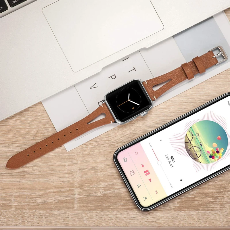Ремешок для apple watch band 44 мм 40 42 38 браслет из натуральной кожи iwatch series 6/se/5/4/3/2