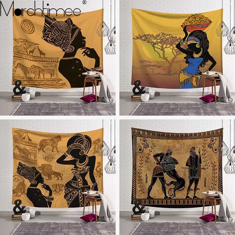

Украшение в стиле хиппи, гобелен для Африканской женщины, настенный гобелен, одеяло из полиэстера, художественный Настенный Ковер, домашний фон, декоративный коврик для йоги