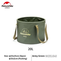 naturehike 10l20l outdoor folding round bucket pvc mesh cloth camping fishing travel portable water basin food storage barrel