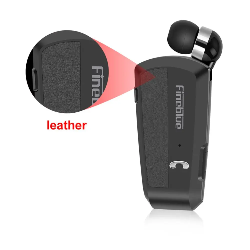 Новейшая Роскошная Беспроводная бизнес bluetooth-гарнитура Fineblue F990, спортивные наушники с телескопическим зажимом, стерео наушники с вибрацией - Цвет: leather black