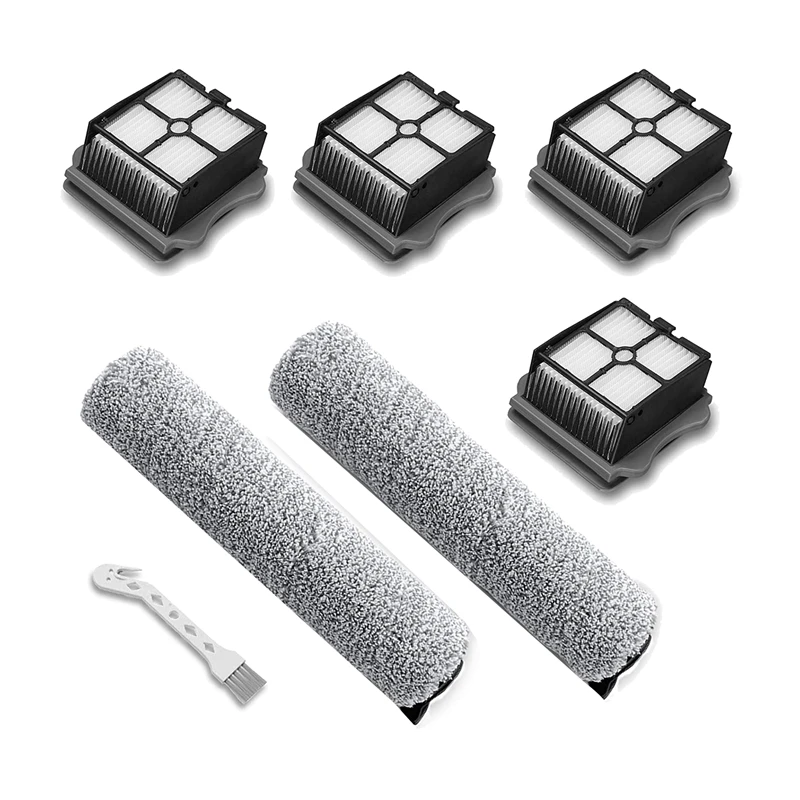 

Replacement Parts for Tineco IFloor 3/Floor One S3 Cordless Vacuum Cleaner, 2 Pack Brush Rollers + 4 Pack Vacuum Filters
