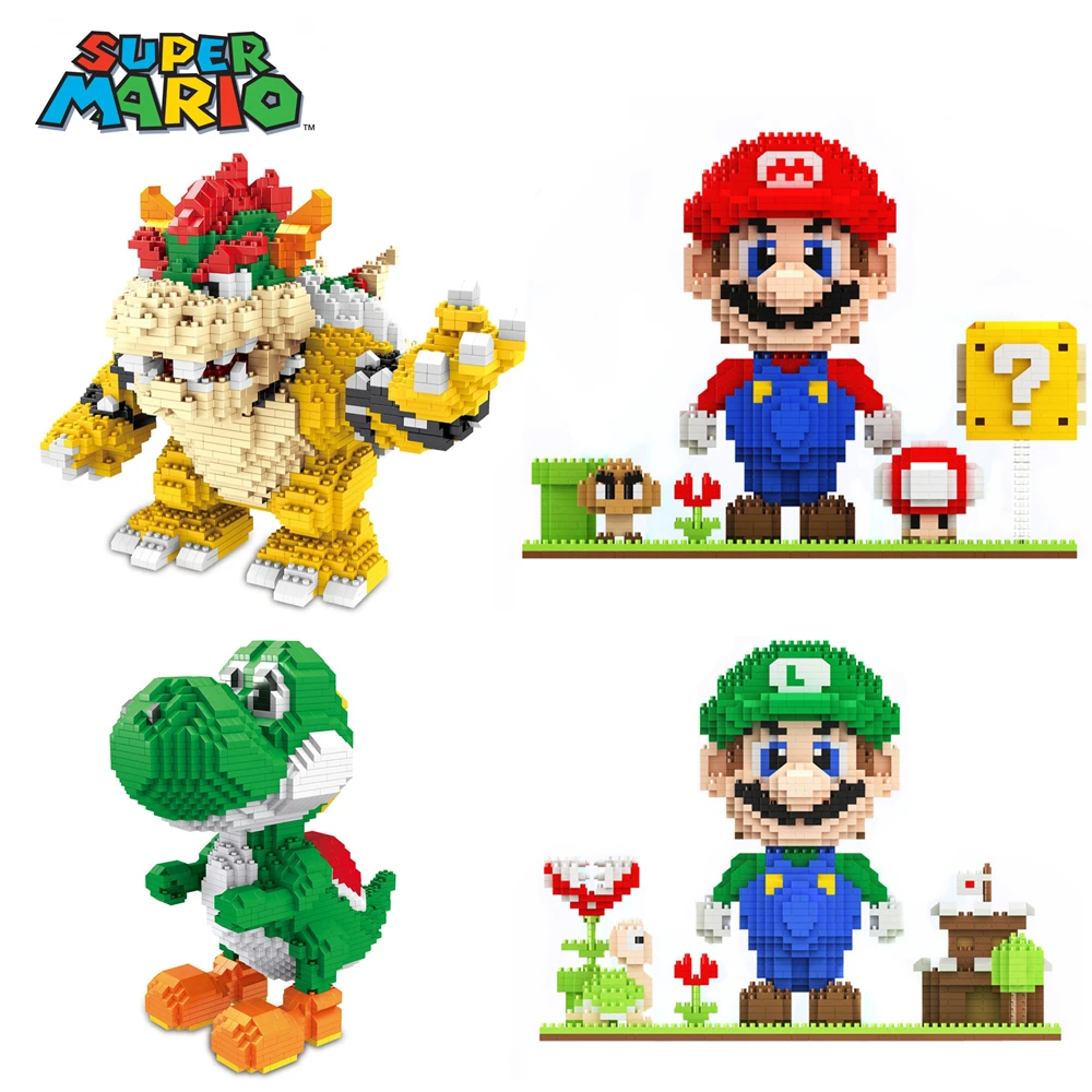 

6000+Pcs Super Mario Mini Blocks Micro Building Block Yoshi Bowser Model Mario Bross Luigi Mario Bros Puzzle Toys For Children