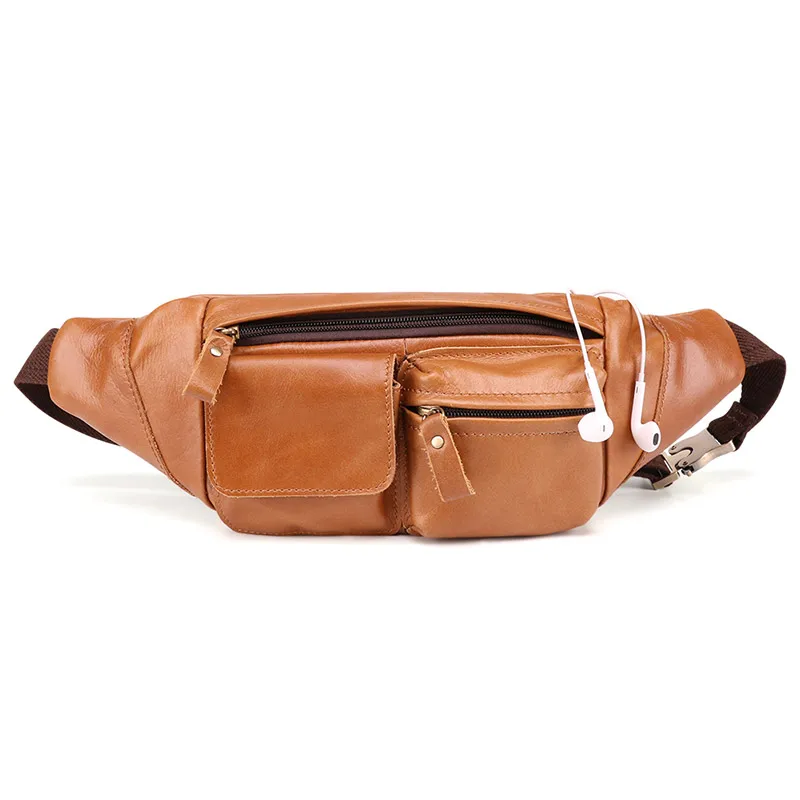 Lachiour Chest Bag Men Genuine Leather Waist Bags High Quality Boys Cowhide Leather Messenger Bag Male Sling Pouch Bag For Phone