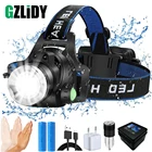 Светодиодный налобный фонарь с ИК-датчиком, суперъяркая лампа для рыбалки, с лампочками T6L2V6 и поддержкой зума, на батарейках 18650