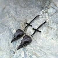 animal skull inverted cross earrings satanic earrings gothic earrings skull earrings vampire earrings witch earrings