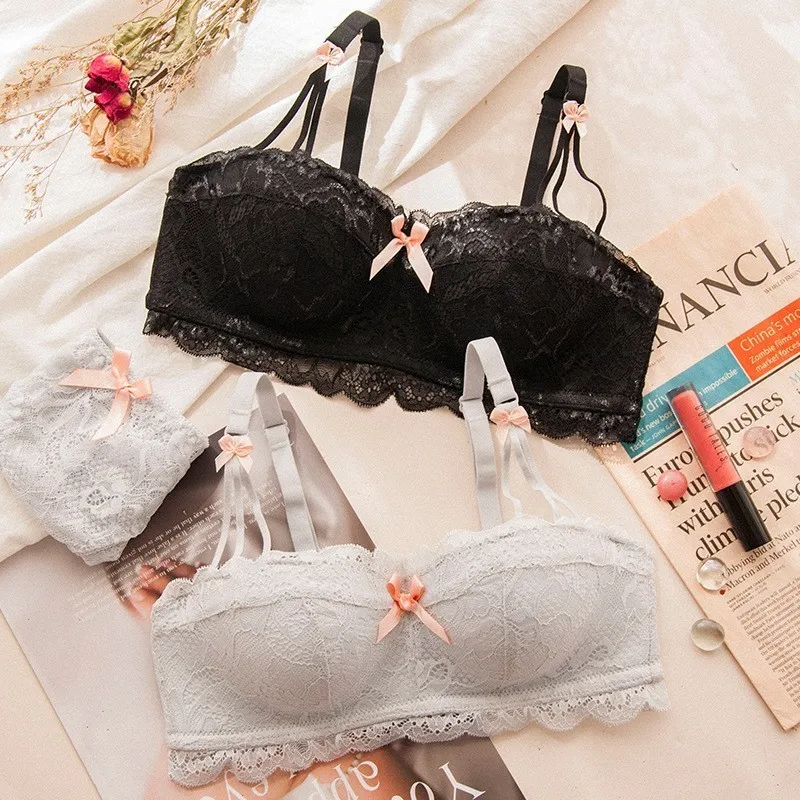 Комплект женского кружевного нижнего белья с чашками пуш ап|bra set|fashion bra setwireless set |