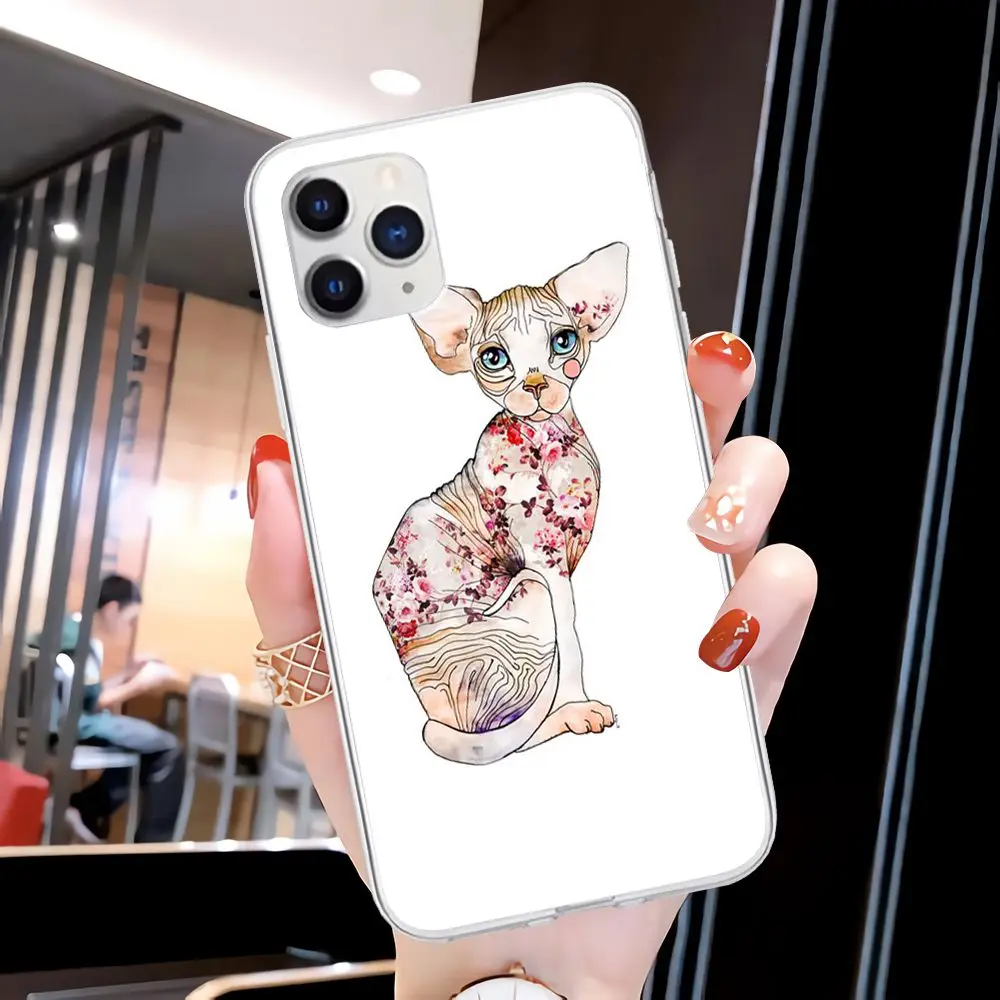 

Tattoo Sphinx Cat Transparent Phone Cover For Xiaomi Redmi K30s Ultra Note 8 9 Pro Max 9s 10T Pro 11 10 Lite Clear Case