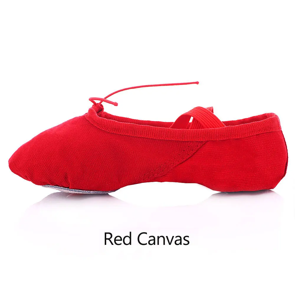 Red Canvas Детские Балетные танцевальные туфли; женские парусиновые тапочки для занятий йогой; женские танцевальные туфли для спортзала; Детские Балетные кроссовки; Разноцветные; - Цвет: Red Canvas