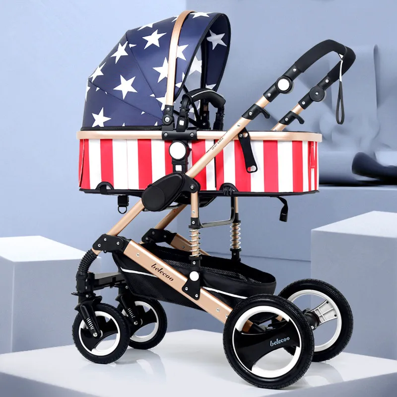 Роскошная легкая коляска 3 в 1 детская с высоким уровнем освещенности переносная