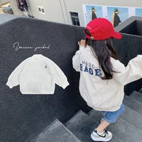 mila chou 2022 spring childrens letter apricot jacket baby boy girls casual long sleeve cardigan coat kids top clothes