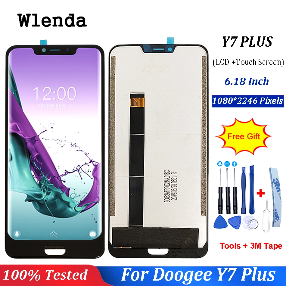 ЖК экран 6 18 дюйма Для Doogee Y7 Plus дигитайзер полная сборка дисплей замена ремонт