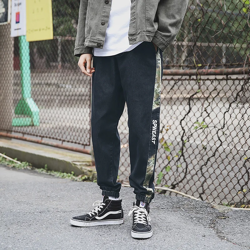 Стрейч джинсы мужские уличные рабочие брюки модные тонкие комбинезоны свободные