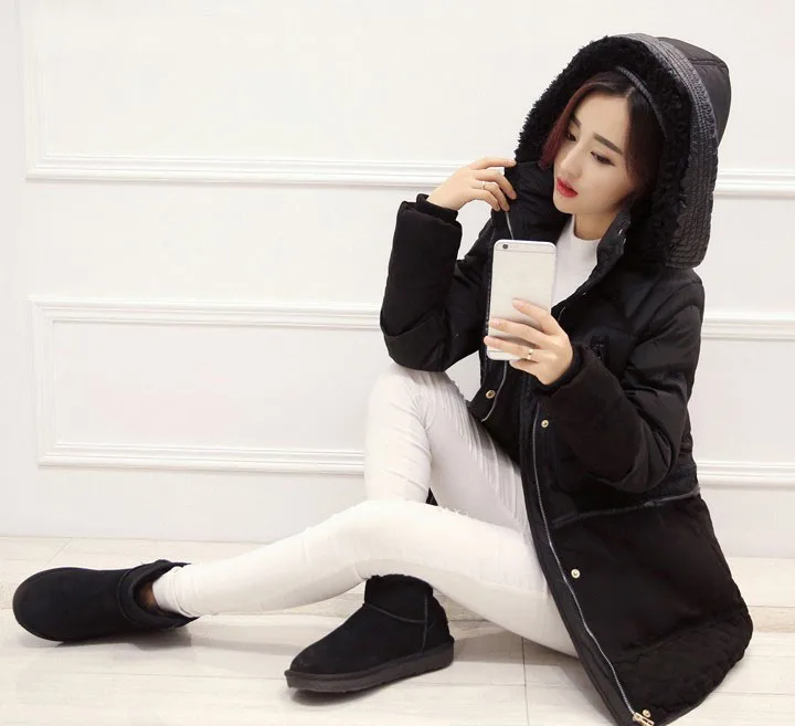 

High Quality Winter Women's Cotton Coat Padded Long Slim Hooded Parkas White Black Outwear Ropa De Invierno Mujer Korean Fashion