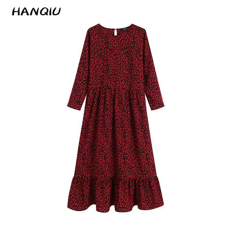 Женское винтажное платье с леопардовым принтом красное Повседневное средней