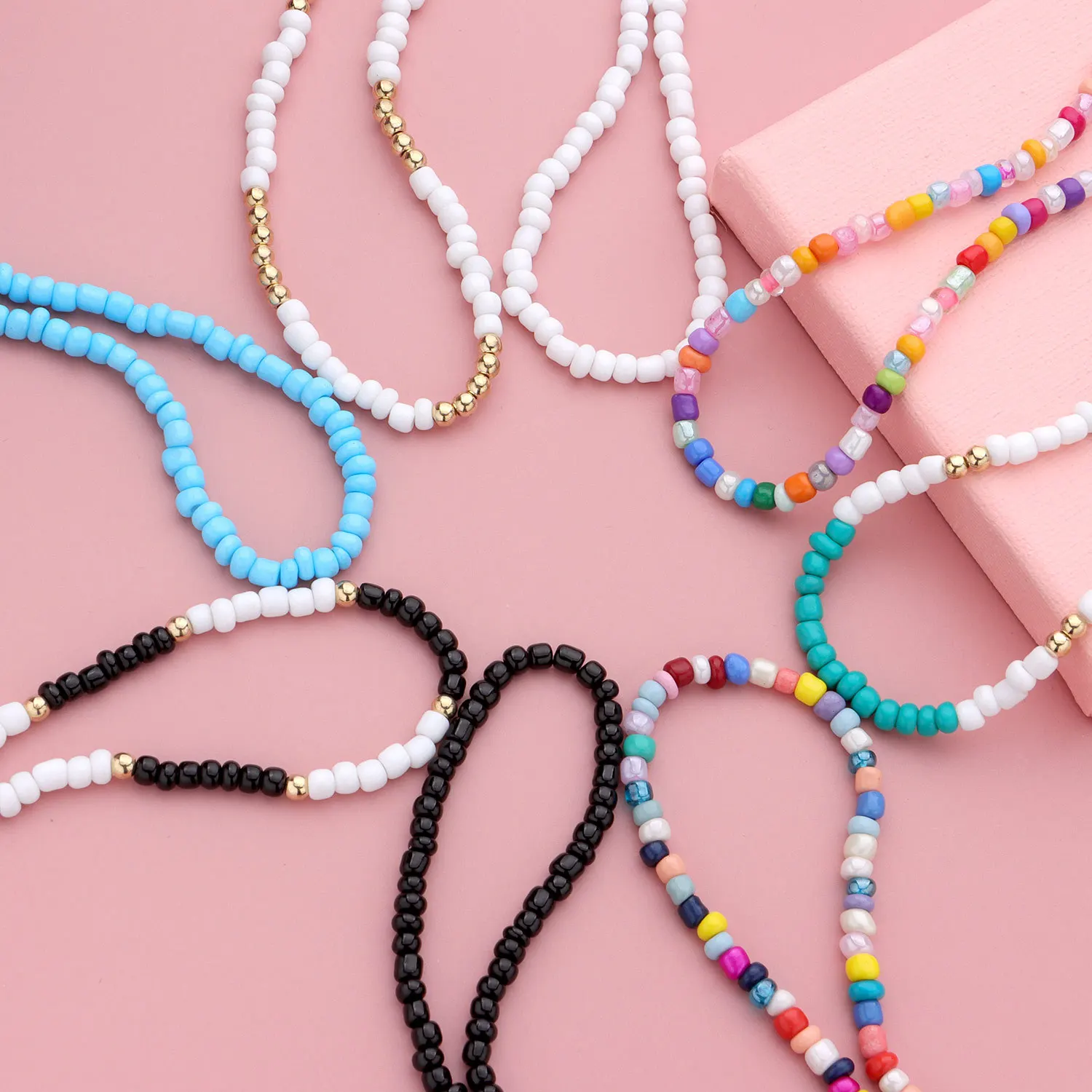 

Bohemia Style Beaded Anklet Multicolor Round Fashion Charm Jewelry For Woman Party Beach Holiday Foot Jewelry Gifts Accessories