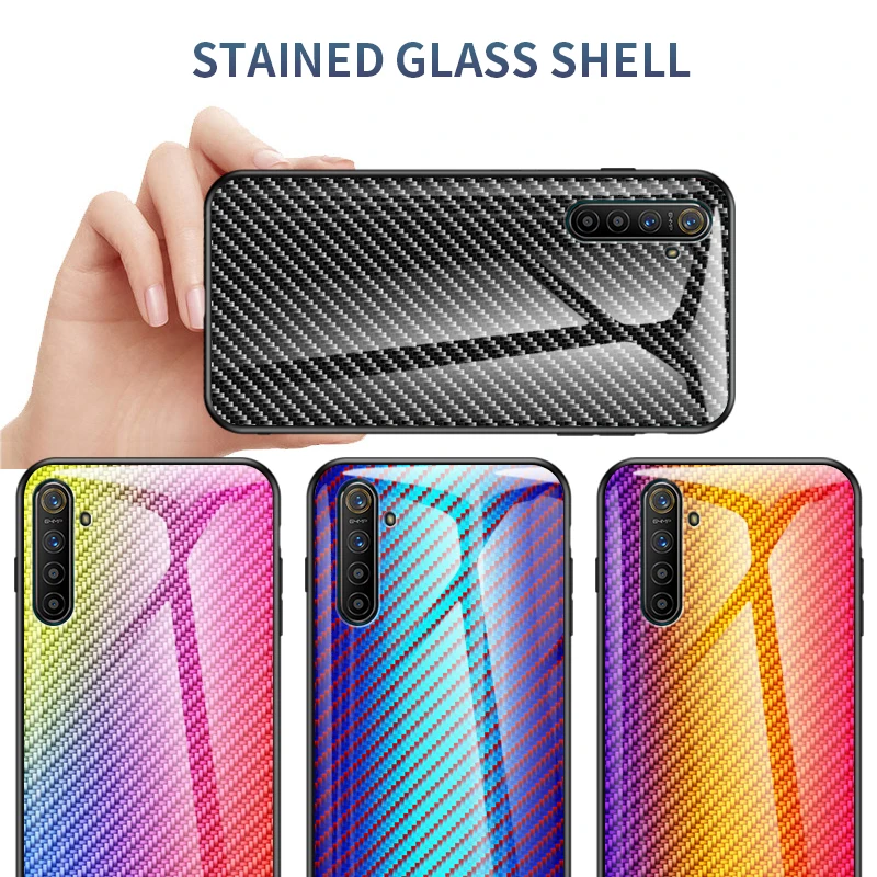Роскошный углеродный чехол из закаленного стекловолокна для Realme XT 6 4 &quotНовый