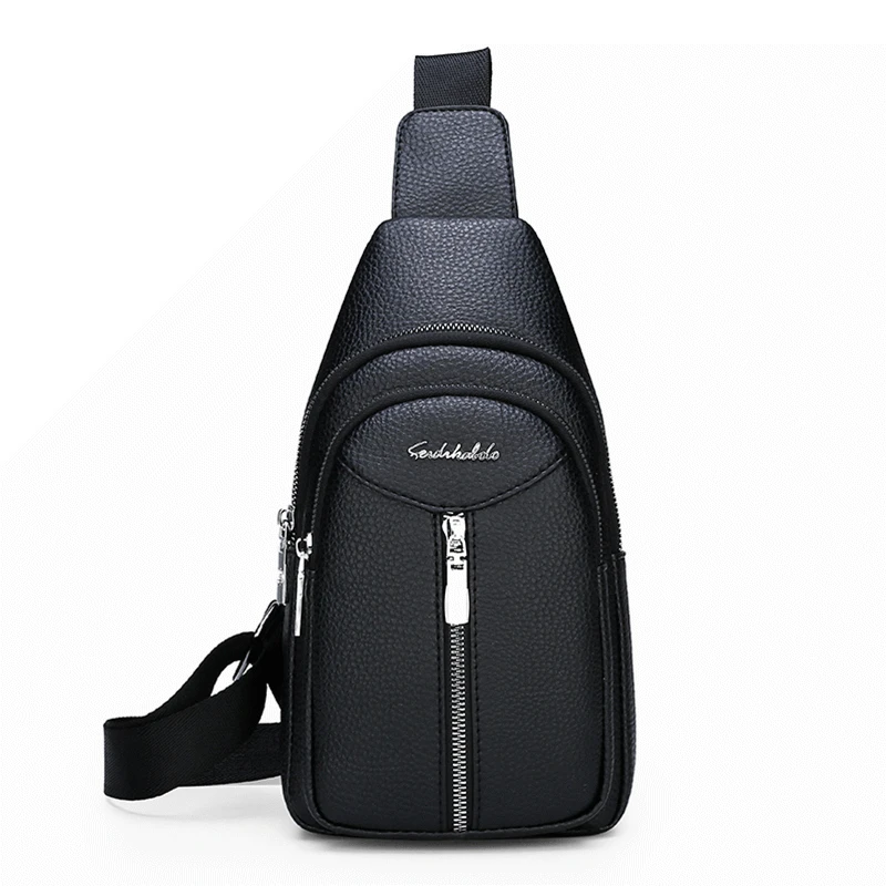 

Men PU leather Chest Bag Male Casual Functional Fanny Waist Bag Money Phone Belt Bag Sports Chest Bag Belt Pack Outdoor ZX-073.