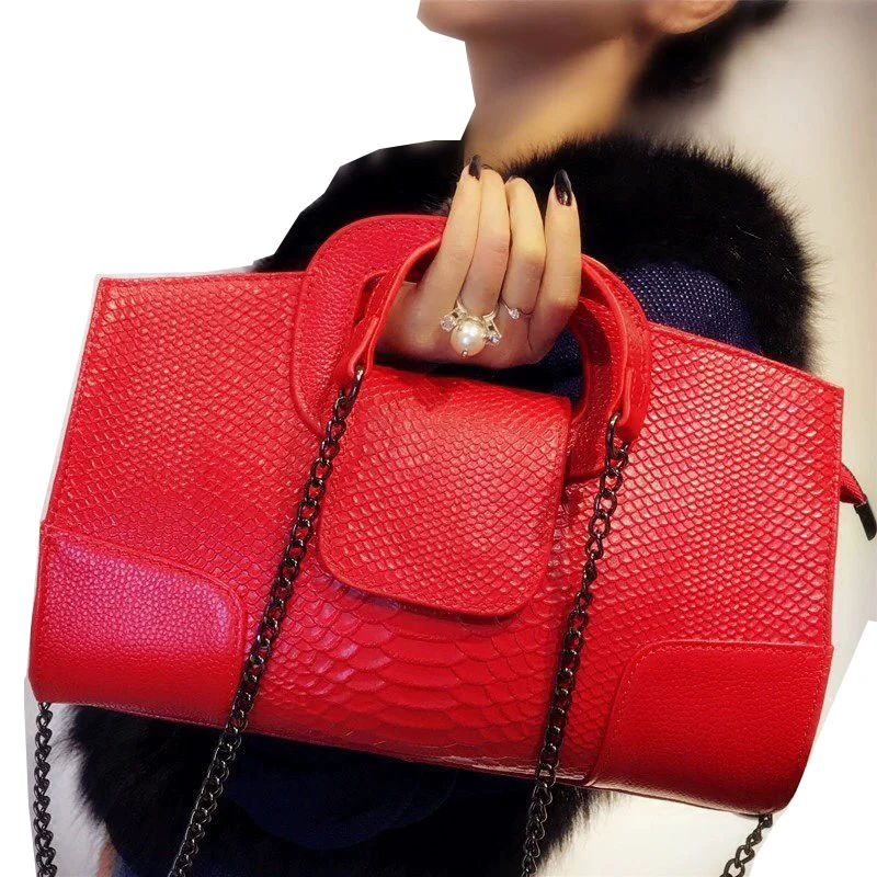Повседневный клатч из воловьей кожи с крокодиловым узором женская сумка на плечо