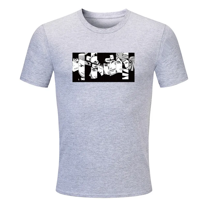 100% cotton men's summer T-shirt short-sleeved O collar clothes 2019 naruto print anime couple fashion tops | Мужская одежда