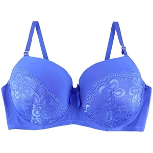 Blue PariFairy 42-48 DDD F DDDD G размера плюс бюстгальтер для женщин большой размер полная чашка цветочные кружева без подкладки пуш-ап здоровый Бюстгальтер Нижнее белье - Цвет: Blue