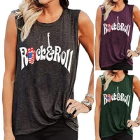 rock roll band print tank top women fashion summer tops tee casual loose o neck sleeveless t shirt cotton womens clothes vest