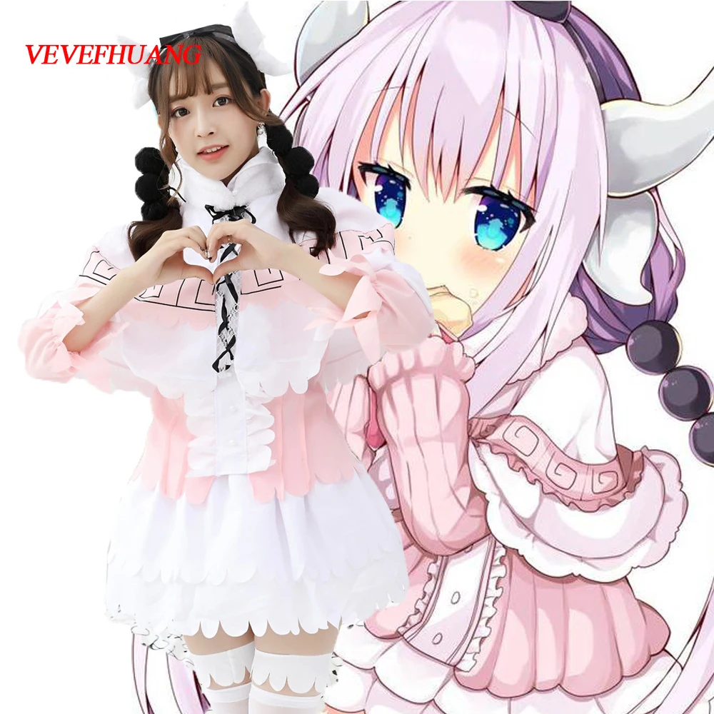 VEVEFHUANG Kobayashi-san Chi No Maid Dragon Kamui Kanna парики градиент косплей Peluca волосы рожки с орнаментом головной убор аксессуары
