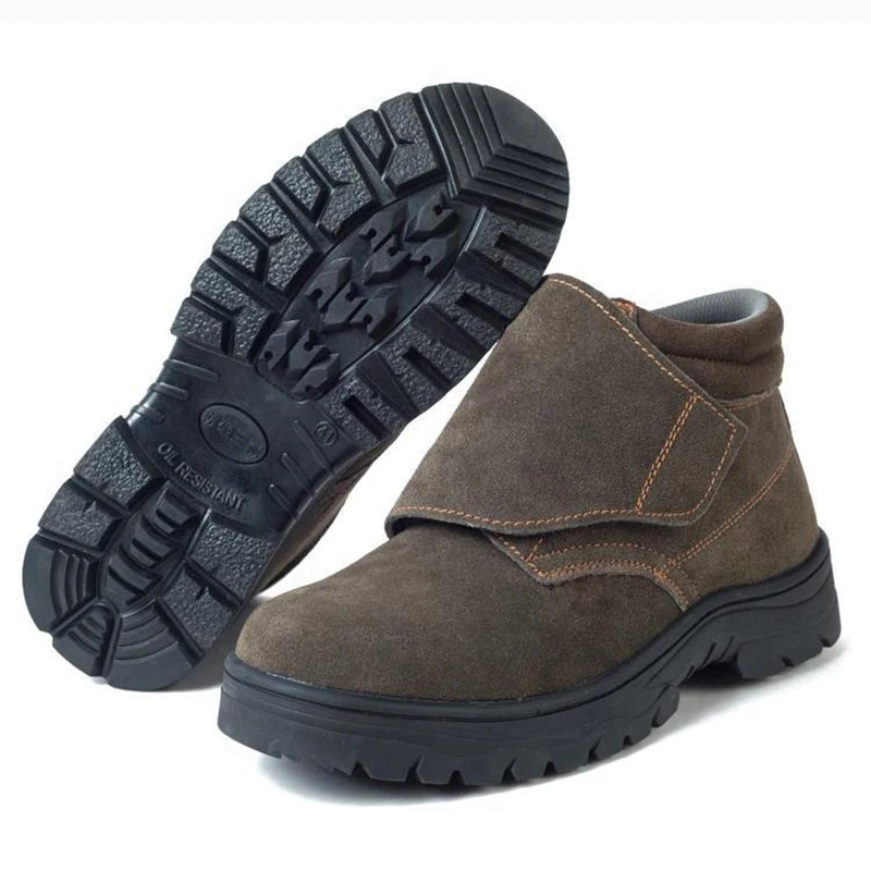 2019 new welding shoes anti-smash anti-stab safety anti-spark splash hot leather non-slip wear-resistant work | Обувь